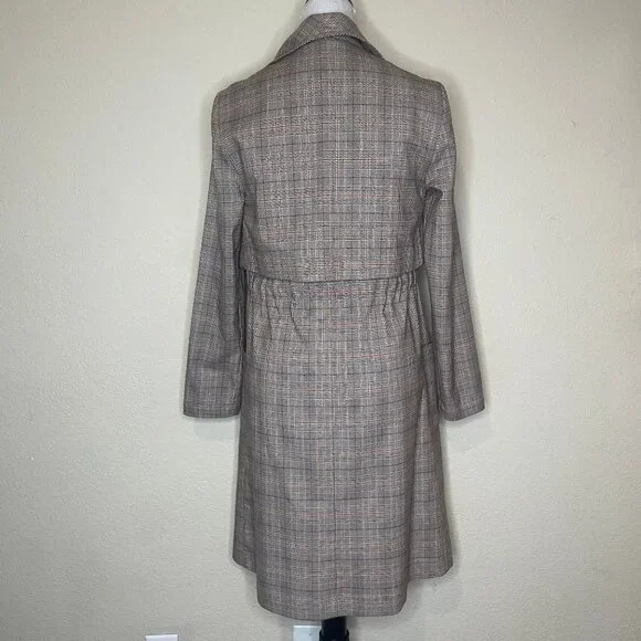 cupcakes and cashmere Plaid Drape Front Trench Coat XS - Picture 7 of 16